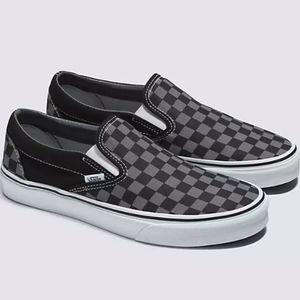 Vans Asher Black and Grey Checkerboard Slip On